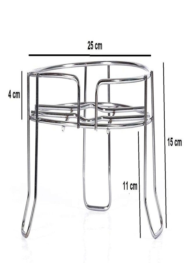 GALV Heavy Stainless Steel Chrome Plated Fancy Water Matka and Pot Stand (Silver, Standard) - Image 3