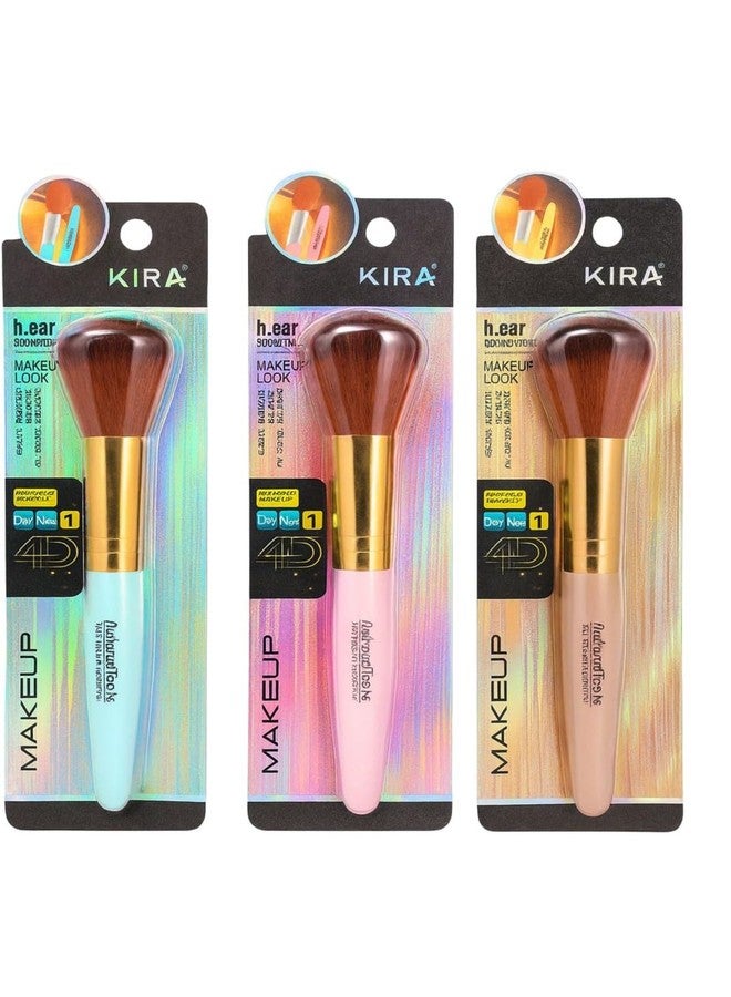 KIRA Powder Makeup Brush - Soft Bristles, Professional Face Blending, Foundation & Blush Applicator - Multicolour Handle - Image 3