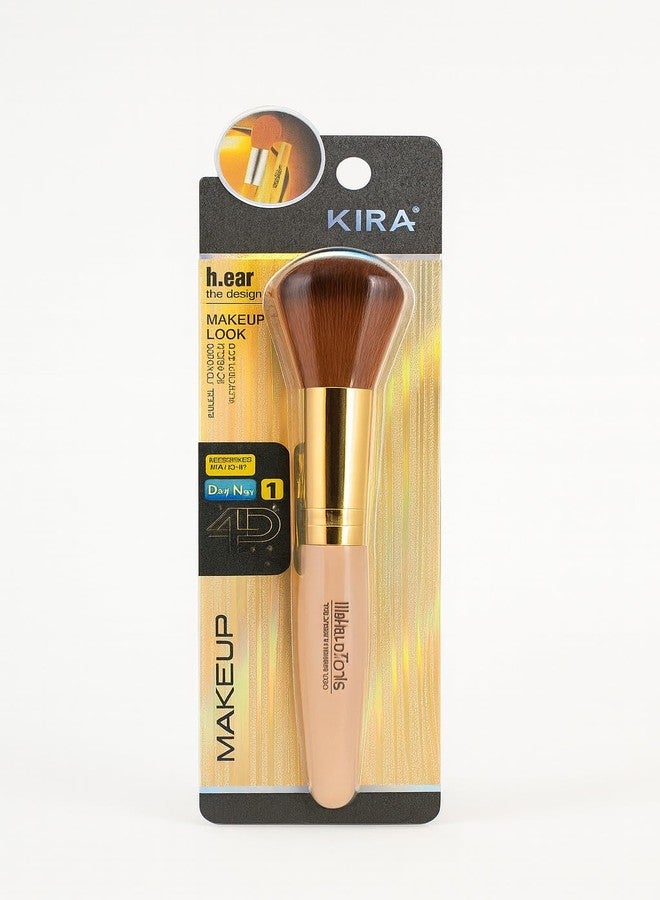 KIRA Powder Makeup Brush - Soft Bristles, Professional Face Blending, Foundation & Blush Applicator - Multicolour Handle - Image 1