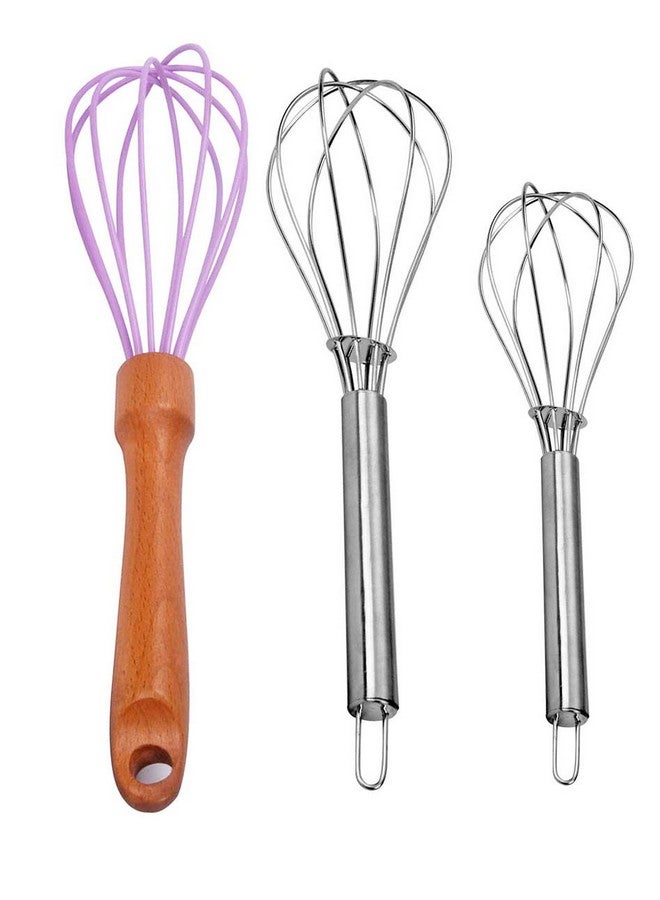 Petals Stainless Steel and Silicon Whisk Set, 3-Pieces, 25cm