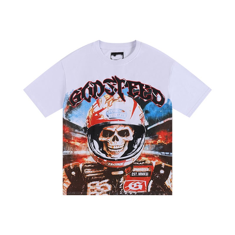 Cross-border foreign trade Godsped round-neck short-sleeved loose trendy T-shirt hip-hop high street retro T-shirt casual and versatile - Image 1