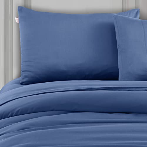 Spread Spain Madison Avenue Cotton Quilt Cover | 400 Thread Count Light Silky Sateen Sheets King Size Double Bed Quilt Cover with Zipper Closure | Soft Razai Cover - 90 x 108 inch - American Blue - Image 2