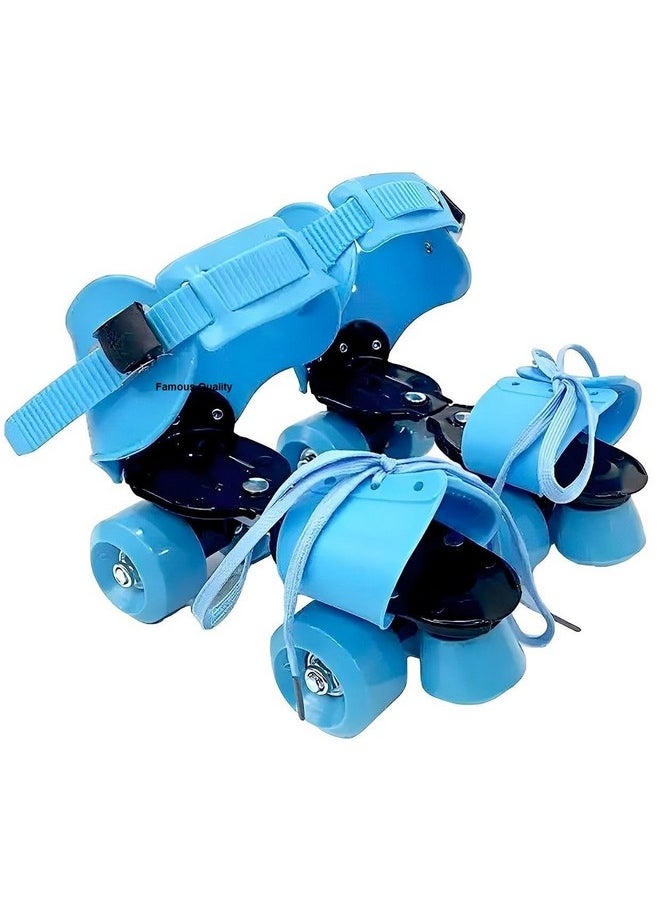 Famous Quality FAMOUS QUALITY Adjustable Indoor/Outdoor Quad Dry Inline_Skate_Wheel Roller Skates For Girls And Boys;Age Group 5-12 Years; Metal Plastic, Blue  - Image 1