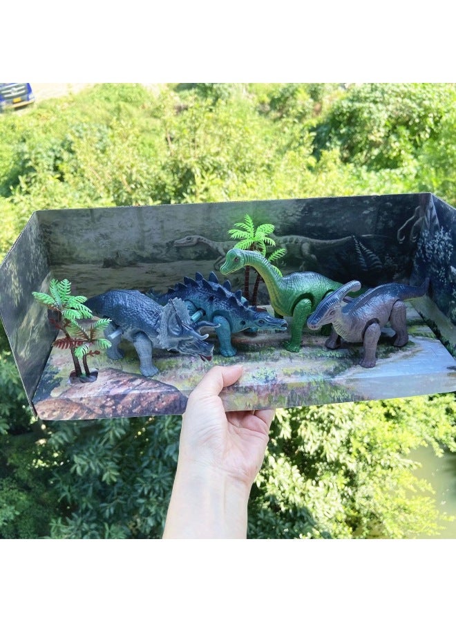 Children Play House Winding Walking Simulation Dinosaur Triceratops Cognitive Toy Animal Model Mechanism Gift Gift-Color:Electric Triceratops Light + Music + Walking 2 Colors Mixed-Specifications:Order A Multiple Of 48 Boxes Before Shipment - Image 4