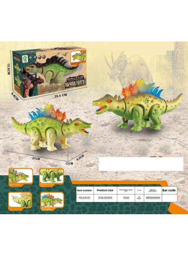 Children Play House Winding Walking Simulation Dinosaur Triceratops Cognitive Toy Animal Model Mechanism Gift Gift-Color:Electric Triceratops Light + Music + Walking 2 Colors Mixed-Specifications:Order A Multiple Of 48 Boxes Before Shipment - Image 1