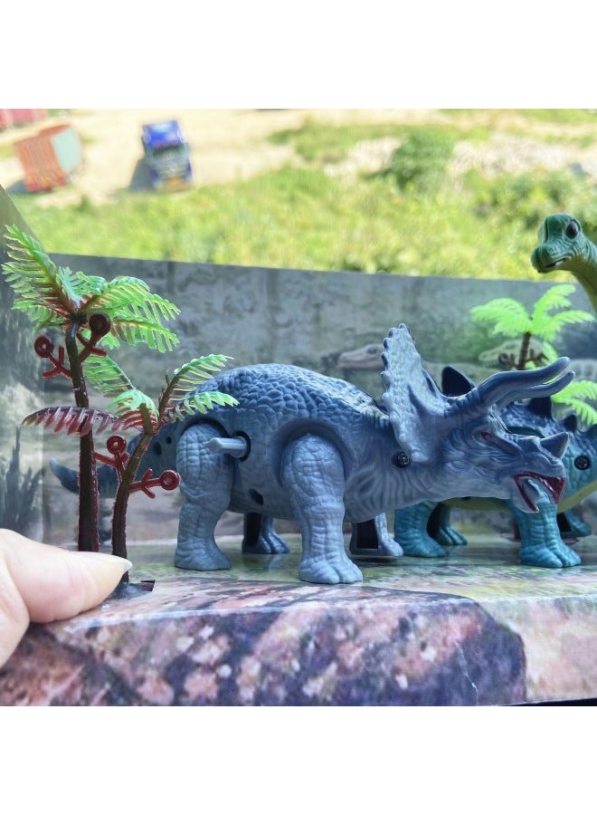 Children Play House Winding Walking Simulation Dinosaur Triceratops Cognitive Toy Animal Model Mechanism Gift Gift-Color:Electric Triceratops Light + Music + Walking 2 Colors Mixed-Specifications:Order A Multiple Of 48 Boxes Before Shipment - Image 5