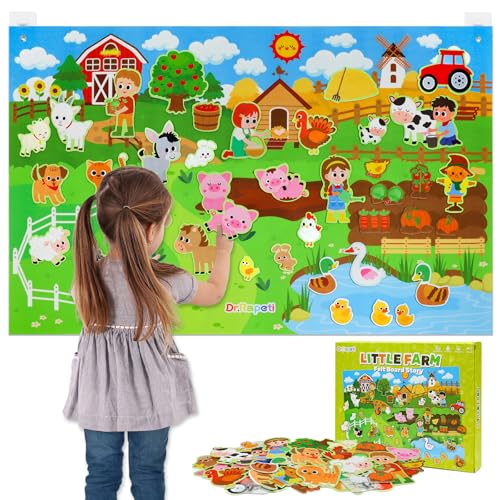 Dr.Rapeti Farm Animals Felt Story Board Set 41PCS Preschool Farmhouse Barnyard Theme Busy Board Story Set Storytelling Early Learning Interactive Play Kit Wall Hanging for Toddlers Kids Children 4+ - Image 1