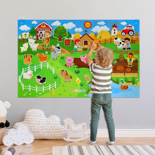 Dr.Rapeti Farm Animals Felt Story Board Set 41PCS Preschool Farmhouse Barnyard Theme Busy Board Story Set Storytelling Early Learning Interactive Play Kit Wall Hanging for Toddlers Kids Children 4+ - Image 4