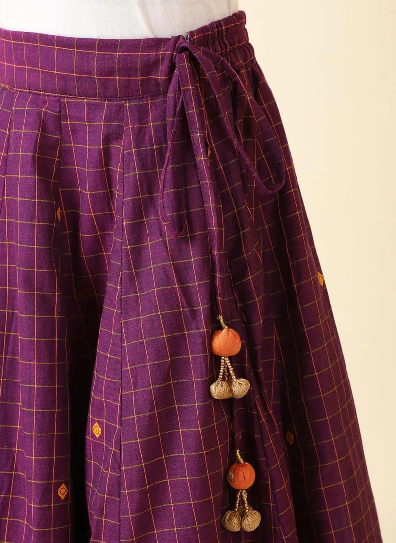 Fabindia Purple Cotton Silk Blend Printed Lehenga Set