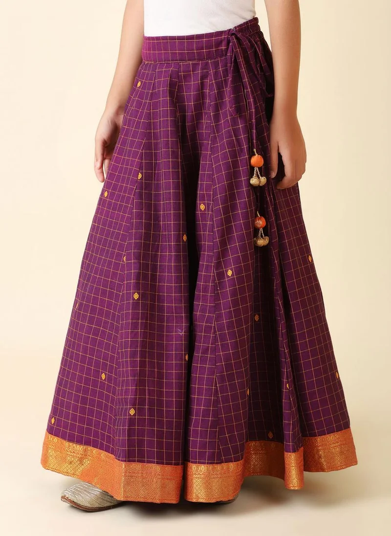 Fabindia Purple Cotton Silk Blend Printed Lehenga Set