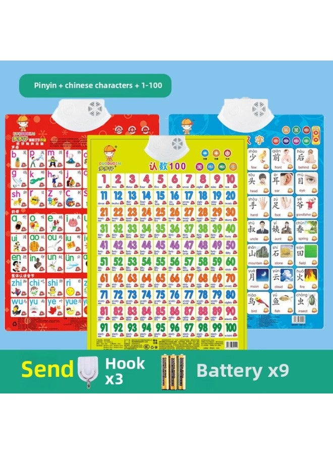 Loquat Pinyin Audio Wall Chart Children's Letters First Grade Numbers 1 To 100 Understanding Letters Vowel Table Wall Stickers-Color:Choose The First Person (classics Of Chinese Studies) 【three Character C - Image 1