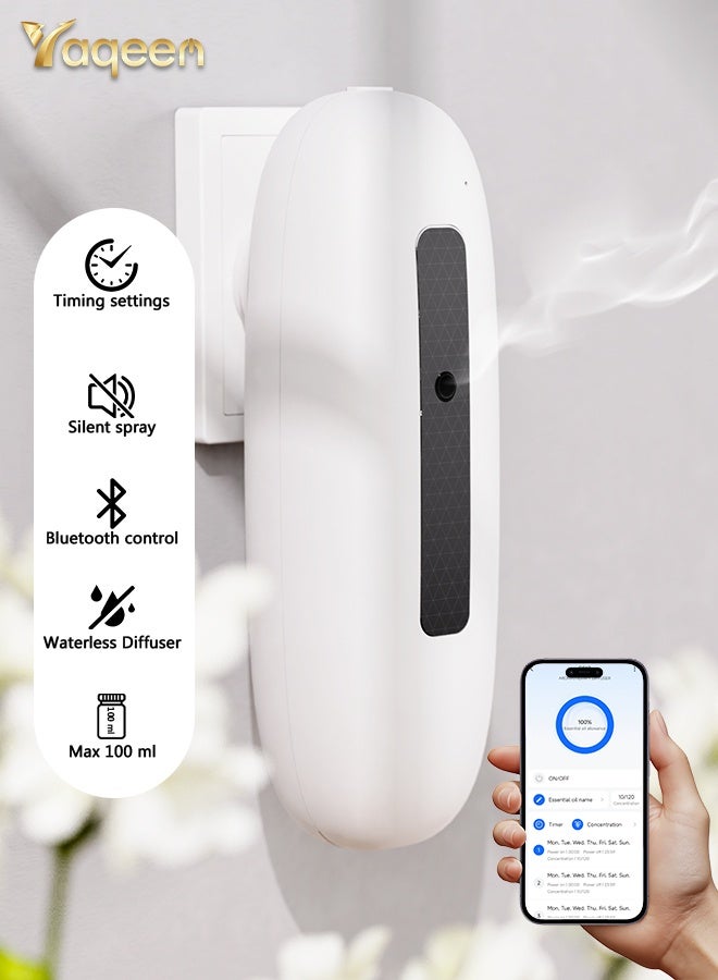 موزع روائح لتغطية 300 متر مكعب، موزع زيوت عطرية مثبت على الحائط بدون ماء، جهاز موزع يضيف 100 مل كحد أقصى من الزيت العطري / تركيز مخصص / فترة زمنية مخصصة / ضوضاء منخفضة / رذاذ ناعم / تحكم ذكي بالتطبيق - Image 1