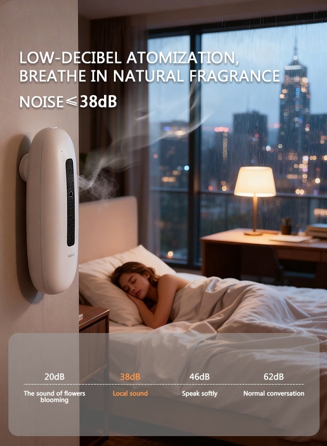 موزع روائح لتغطية 300 متر مكعب، موزع زيوت عطرية مثبت على الحائط بدون ماء، جهاز موزع يضيف 100 مل كحد أقصى من الزيت العطري / تركيز مخصص / فترة زمنية مخصصة / ضوضاء منخفضة / رذاذ ناعم / تحكم ذكي بالتطبيق - Image 4