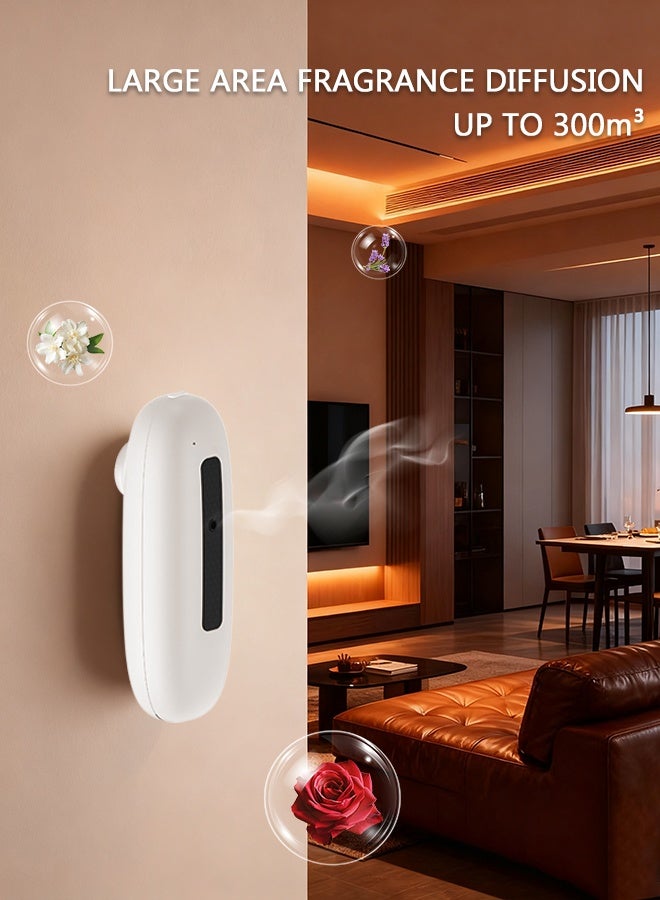 موزع روائح لتغطية 300 متر مكعب، موزع زيوت عطرية مثبت على الحائط بدون ماء، جهاز موزع يضيف 100 مل كحد أقصى من الزيت العطري / تركيز مخصص / فترة زمنية مخصصة / ضوضاء منخفضة / رذاذ ناعم / تحكم ذكي بالتطبيق - Image 3