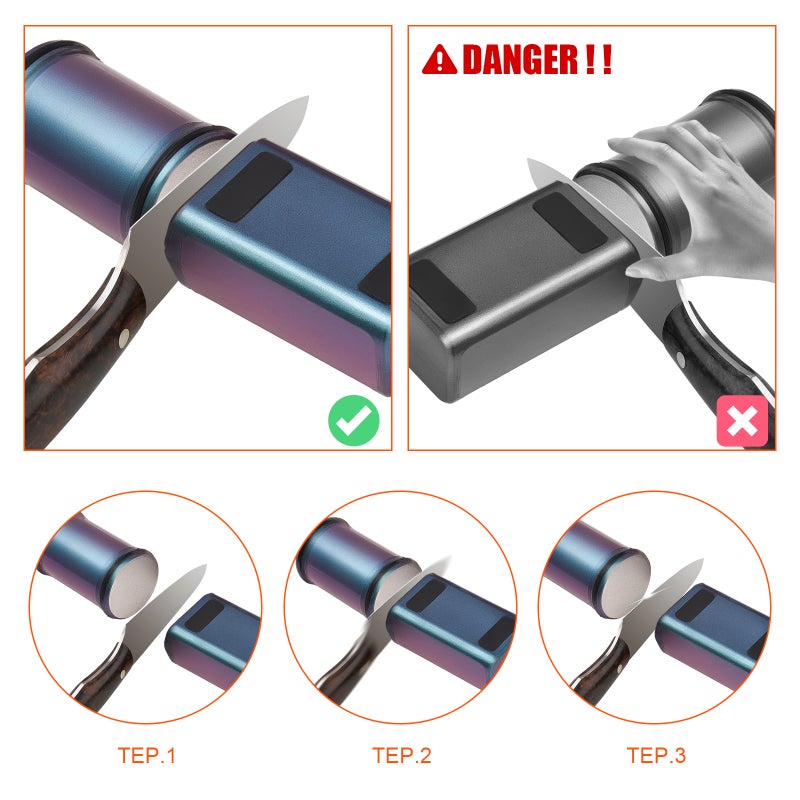 Rolling Knife Sharpener Detachable Knife Sharpening Made Easy Rolling Knife Sharpening System for Pocket Knife / Kitchen Knives / Chef Knife Set + 15 and 20 Degrees Magnetic Knife Sharpening Support - Image 5