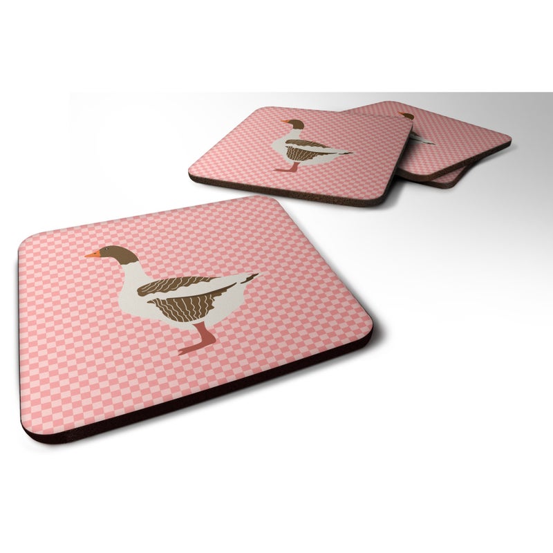 Caroline's Treasures ""Caroline's Treasures Pomeranian Rogener Goose Pink Check Decorative coasters  3.5  Multicolor"" 
