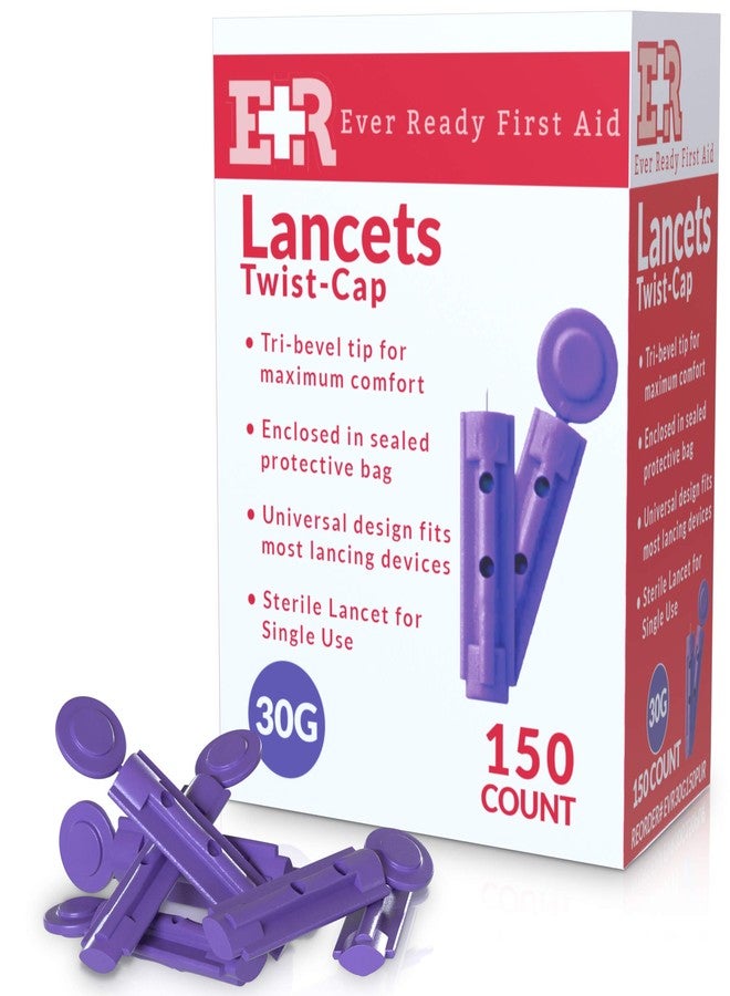 Ever Ready First Aid Sterile Twist-Cap Lancets 30G Purple - 150 Count - Image 1