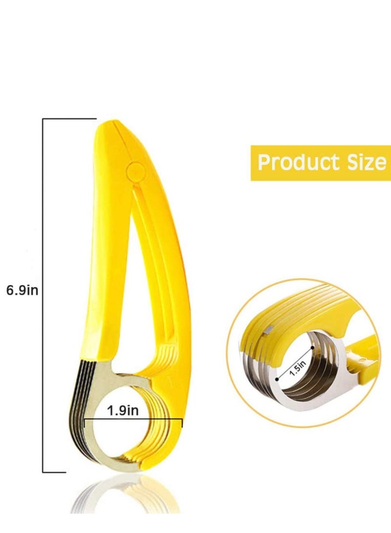 SOLARAE Banana Slicer ABS Stainless Steel Fruit Salad Peeler Cutter Dishwasher Safe Kitchen Tools For Cucumber Sausage Strawberry Yellow - Image 5