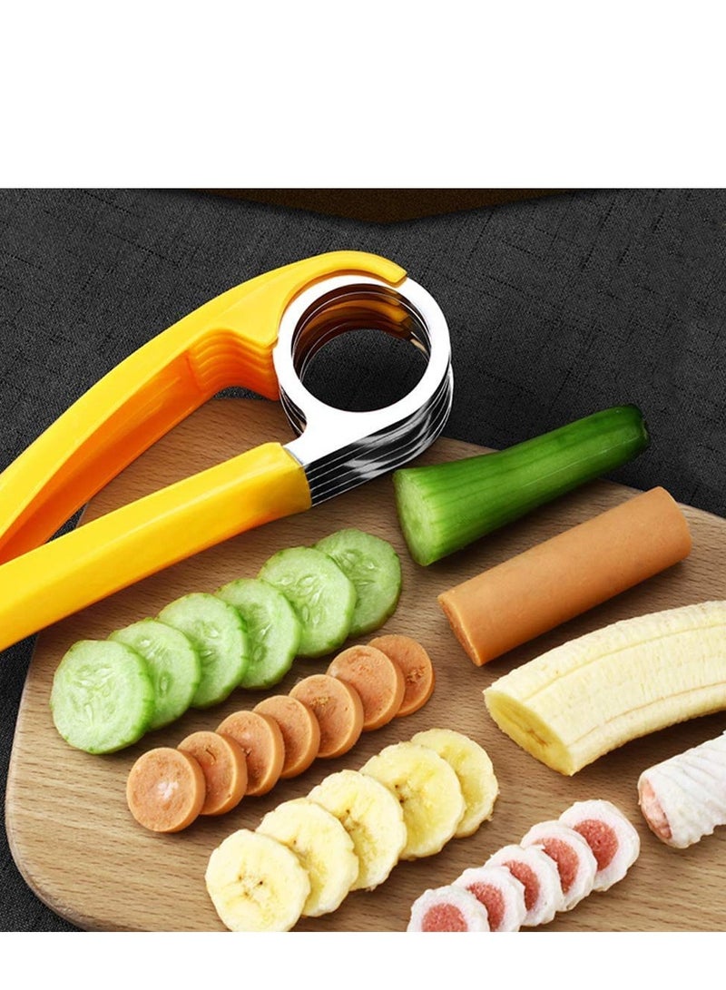 SOLARAE Banana Slicer ABS Stainless Steel Fruit Salad Peeler Cutter Dishwasher Safe Kitchen Tools For Cucumber Sausage Strawberry Yellow - Image 4