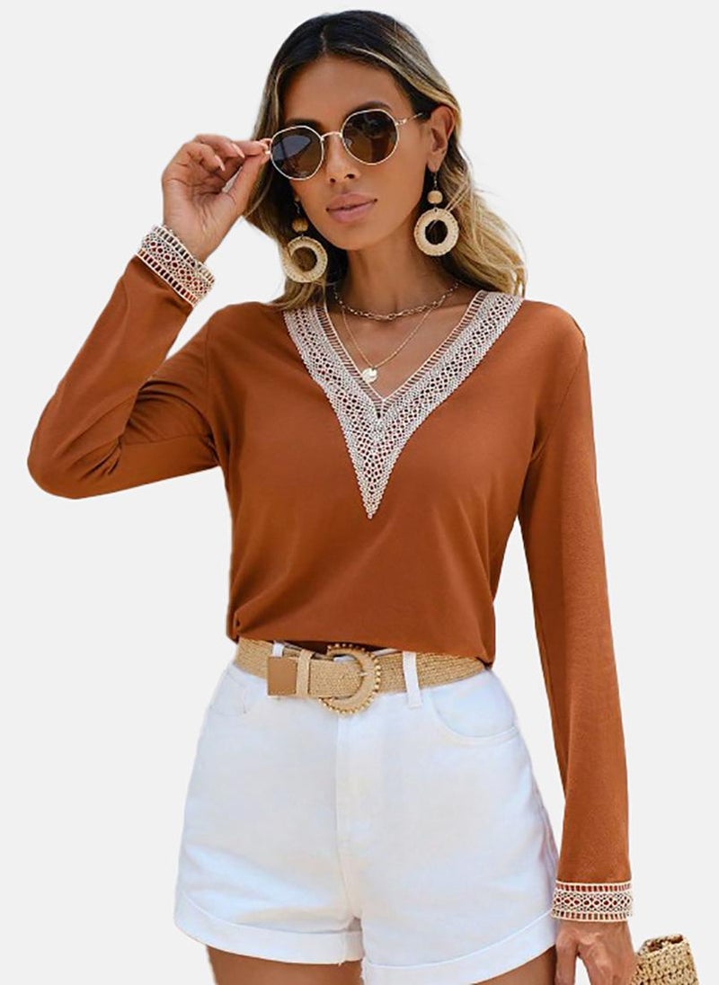 يونيكي Orange Solid Relaxed Long Sleeve Top - Image 5