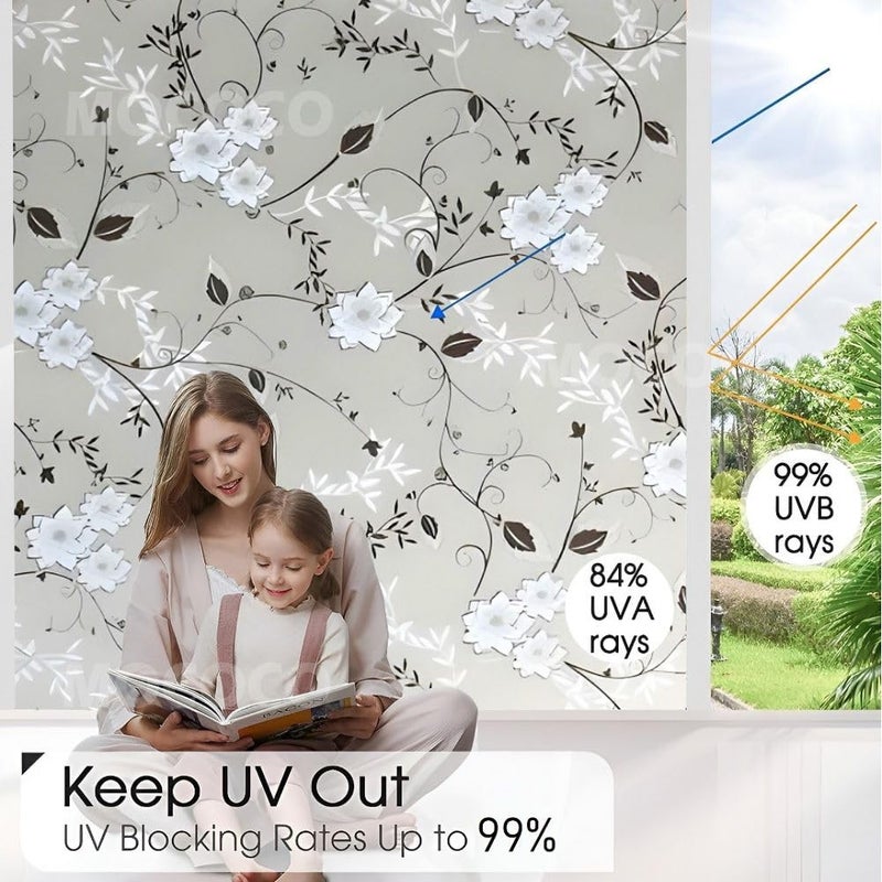 MOCOCO Premium Privacy Window Film Vinyl Frosted Self Adhesive Glass Film Decorative Window Stickers for Home Office Bathroom Kitchen Living Room - Colorful Design (18x200 Inch) - Image 3