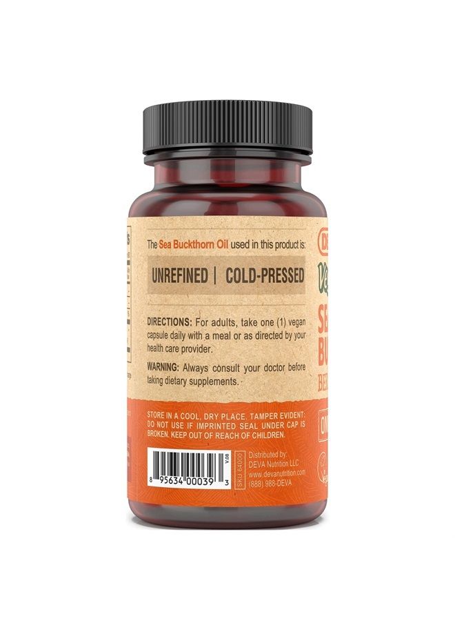 Deva Nutrition Deva Vegan Sea Buckthorn, Berry Oil 500mg, Cold-Pressed, Unrefined, Rich in Omega-7, 90 Capsules, 1-Pack - Image 4