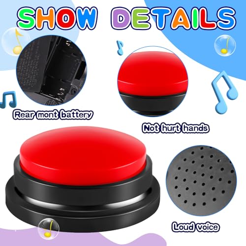 Ovveroche 6 Pieces Recordable Answer Buzzers Button Answer Buzzers Game Show Buzzer Recordable Button Classroom Buzzers Perfect for Study Office Home and Pet Buttons Training Toy - Image 5