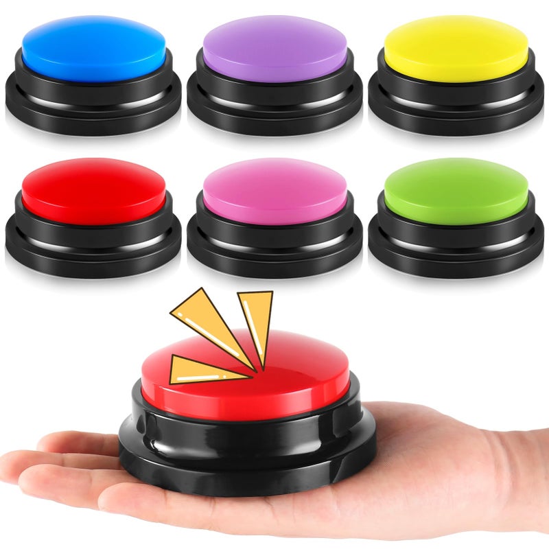 Ovveroche 6 Pieces Recordable Answer Buzzers Button Answer Buzzers Game Show Buzzer Recordable Button Classroom Buzzers Perfect for Study Office Home and Pet Buttons Training Toy - Image 3