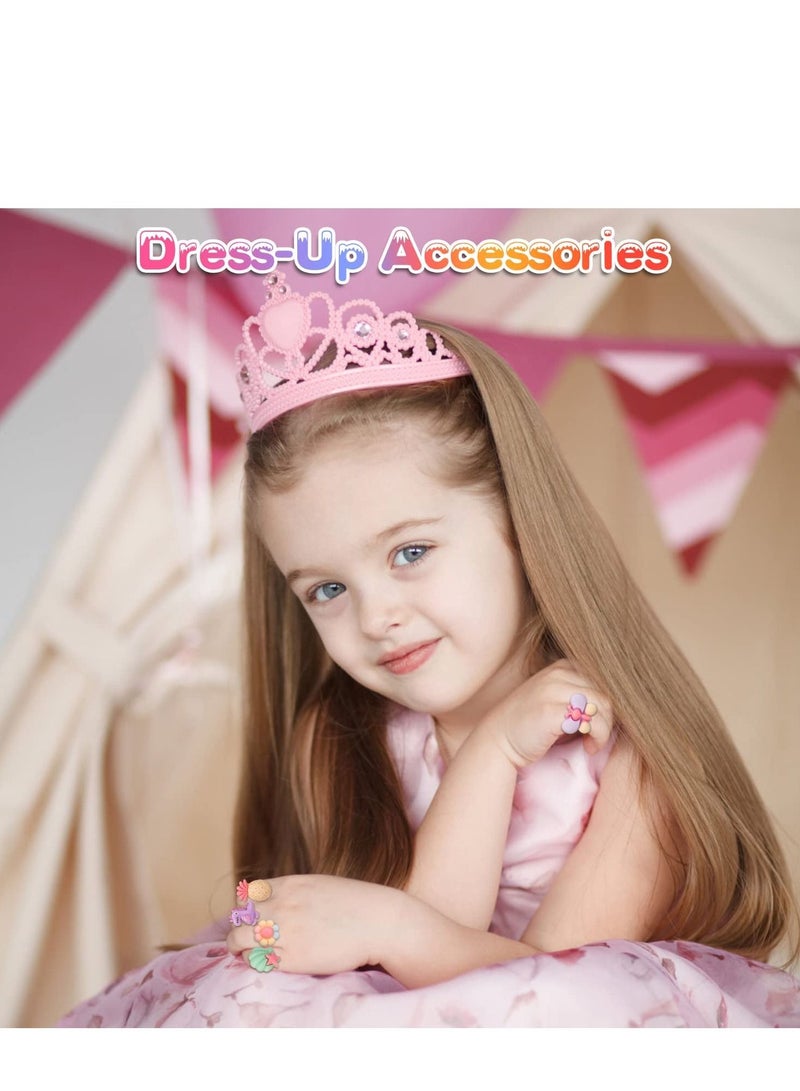 Little Girl's Jewel Rings Toy Set, Girl Pretend Play and Dress Up Rings (24pc Ring, No Duplication)  - Image 5