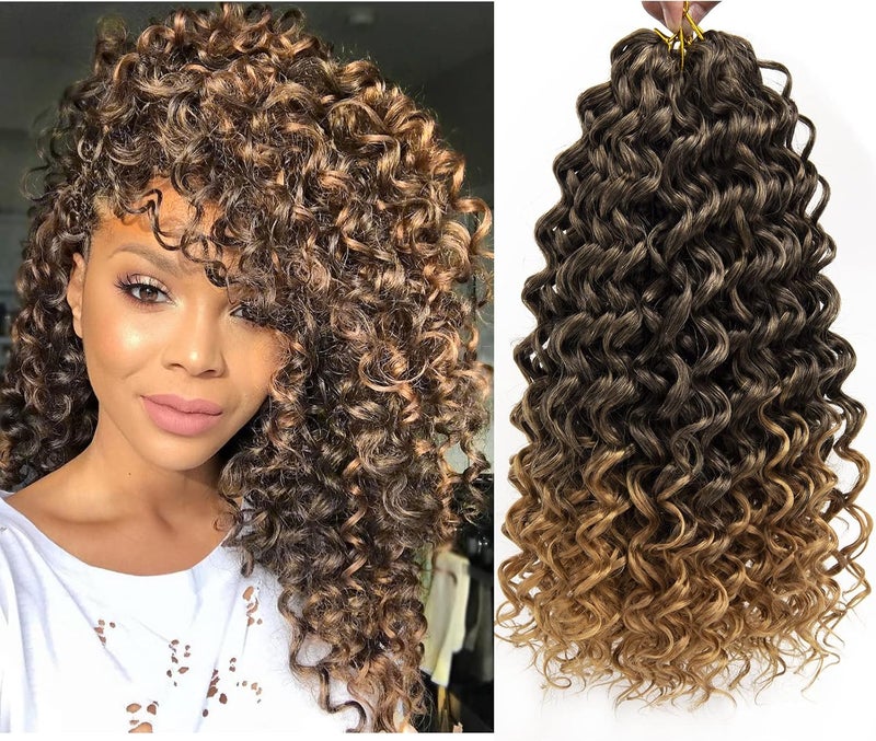 QRHSUKA شعر محبوك بنمط GoGo Curl للنساء، بتموجات مائية وشعر بشري مموج، إضافات شعر صناعية (طول 14 بوصة، عبوة تحتوي على 6 قطعات)، اللون T1B/27 - Image 1