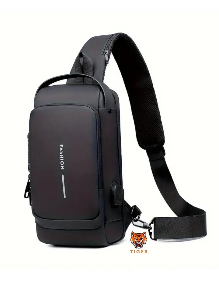 TIGER Waterproof Oxford Fabric Anti-Theft Crossbody Bag with Password Lock – Secure Motorcycle Chest Pack for Men and Women – Perfect Gift for Special Occasions - Image 1