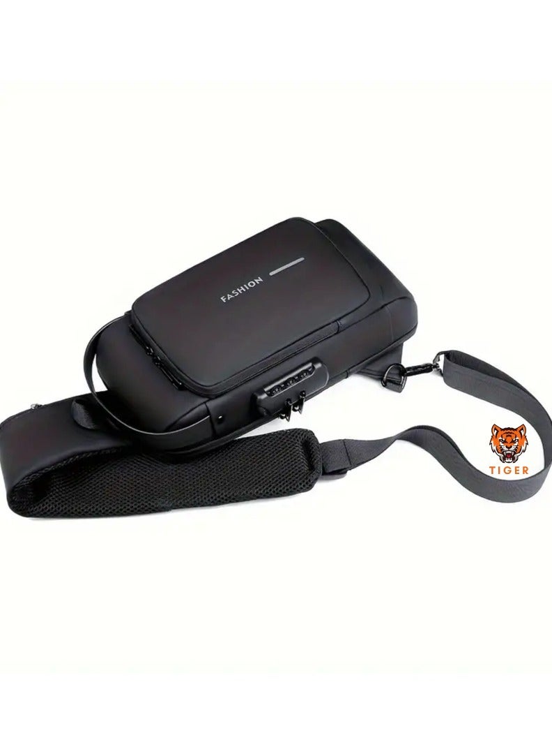 TIGER Waterproof Oxford Fabric Anti-Theft Crossbody Bag with Password Lock – Secure Motorcycle Chest Pack for Men and Women – Perfect Gift for Special Occasions - Image 4