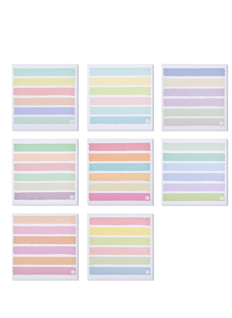 Excefore - 8 Pack Lined Sticky Notes, Colorful Stripe Sticky Notes Clear Pad, Super Sticking Power Memo Pads, Suitable for Study Notes Works School and Office Supplies (50 Sheets,3x3 in ) - Image 1