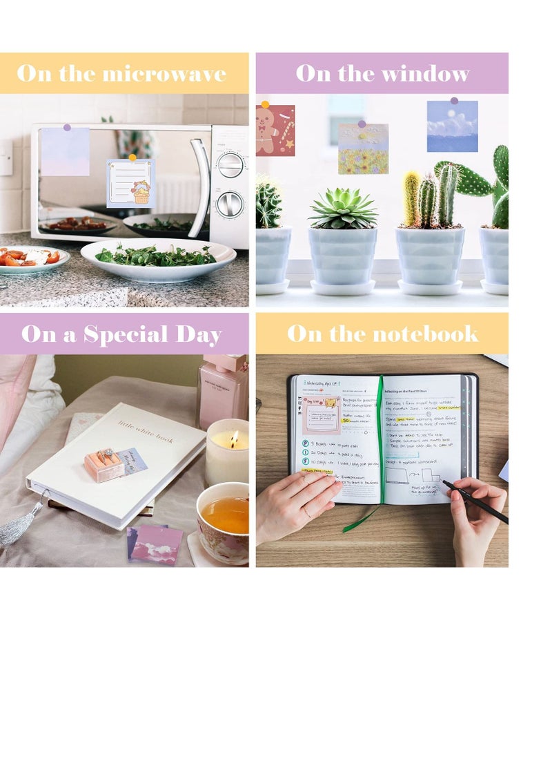 Excefore - 8 Pack Lined Sticky Notes, Colorful Stripe Sticky Notes Clear Pad, Super Sticking Power Memo Pads, Suitable for Study Notes Works School and Office Supplies (50 Sheets,3x3 in ) - Image 1