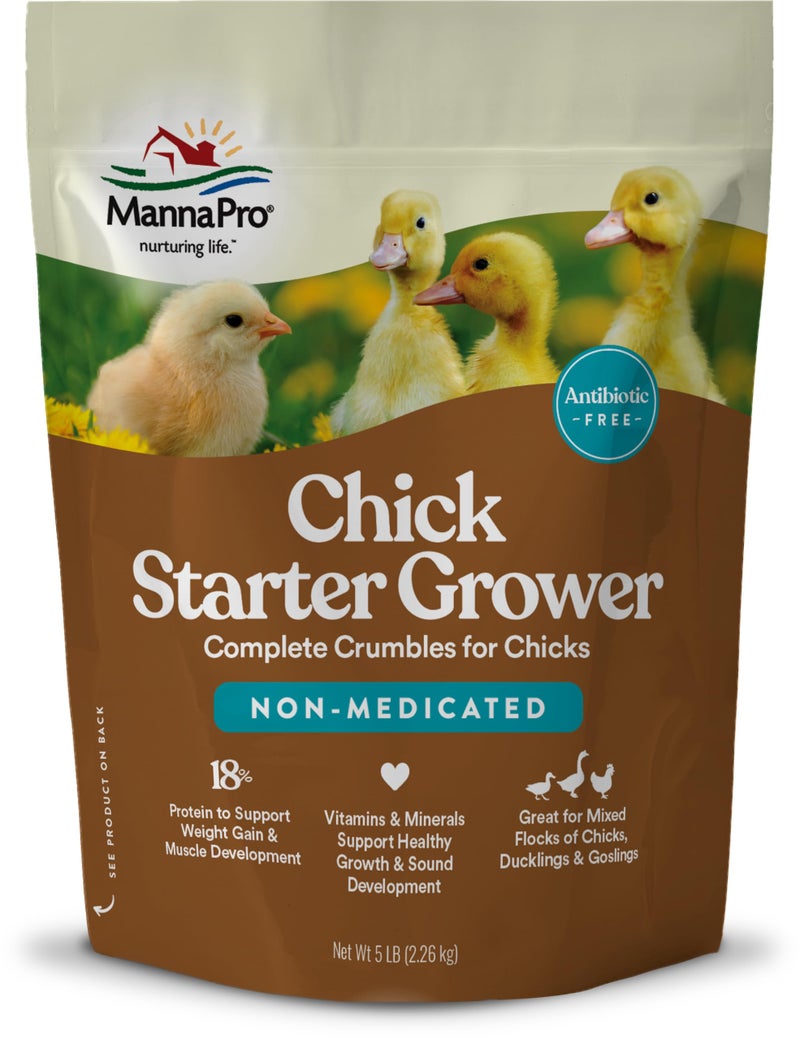 Manna Pro Chick Starter Feed, Non-Medicated Chicken Feed with Vitamins & Minerals, Complete Nutrition for Baby Chicks, 5 lb Bag - Image 1