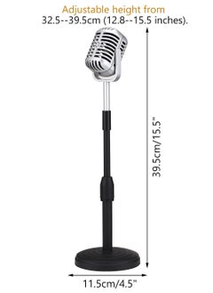 KASTWAVE Desktop Microphone Prop Model, with Adjustable Stand, Classic Retro Style Microphone Prop Decor for Party Decoration Costume Role Play Game Night  - Image 2