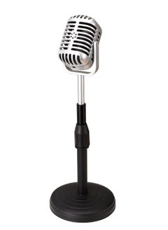 KASTWAVE Desktop Microphone Prop Model, with Adjustable Stand, Classic Retro Style Microphone Prop Decor for Party Decoration Costume Role Play Game Night  - Image 1