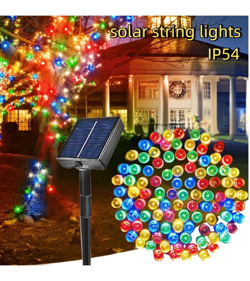 Multi Color Solar Powered LED Christmas String Lights 7M 50 Bulbs Decorative For Yard Tree Party Decor - Image 1