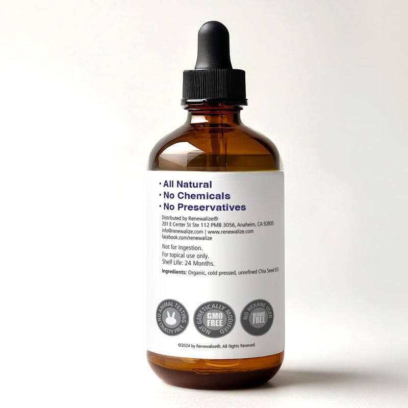 Renewalize ORGANIC CHIA SEED OIL Facial Moisturizer | 100 Percent Pure Unrefined Cold Pressed Anti Aging Facial Oils | High Linoleic for Oily or Dry Skin | 4 oz bottle - Image 3