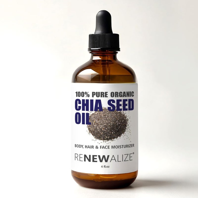 Renewalize ORGANIC CHIA SEED OIL Facial Moisturizer | 100 Percent Pure Unrefined Cold Pressed Anti Aging Facial Oils | High Linoleic for Oily or Dry Skin | 4 oz bottle - Image 1