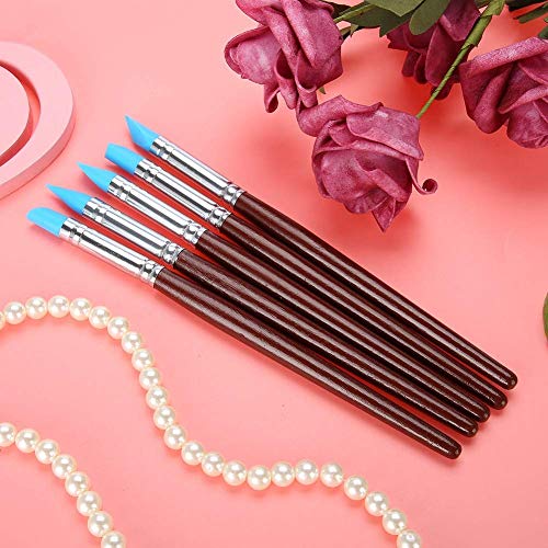 E Shopping® 5pcs Rubber Tip Paint Brushes Clay Tools for Sculpture Pottery Color Shaping Blending Drawing Modeling Remove Fingerprints - Image 4