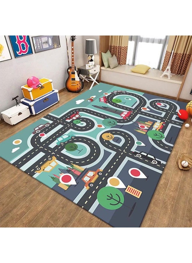 Vinnatsu Washable Kids Traffic Play Mat Soft Crystal Velvet Rugs City map Printed Early Education Crawling Mat Home Decor Rug For Home Bedroom Living Room And Outdoor Use 80*120CM  - Image 4