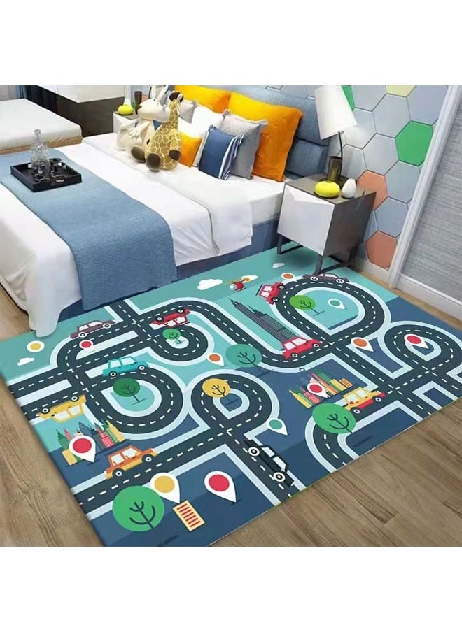 Vinnatsu Washable Kids Traffic Play Mat Soft Crystal Velvet Rugs City map Printed Early Education Crawling Mat Home Decor Rug For Home Bedroom Living Room And Outdoor Use 80*120CM  - Image 5