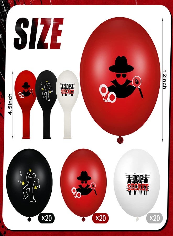 Liliful 60 Pcs Top Secret Spy Theme Balloon Detective Decoration Latex Red and Black Balloons Agent Spy Party Decorations Detective Themed Birthday Party Supplies(Classic) - Image 2
