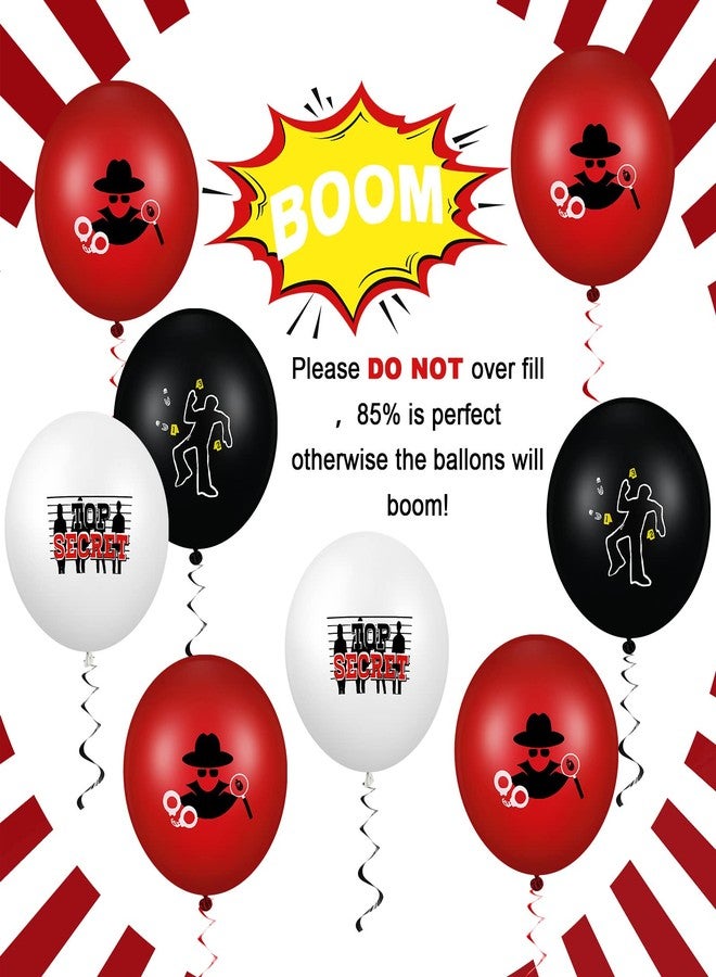 Liliful 60 Pcs Top Secret Spy Theme Balloon Detective Decoration Latex Red and Black Balloons Agent Spy Party Decorations Detective Themed Birthday Party Supplies(Classic) - Image 3