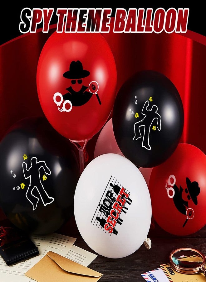 Liliful 60 Pcs Top Secret Spy Theme Balloon Detective Decoration Latex Red and Black Balloons Agent Spy Party Decorations Detective Themed Birthday Party Supplies(Classic) - Image 4