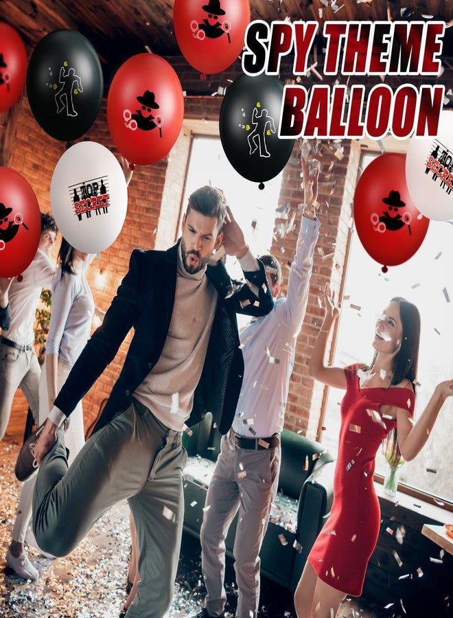 Liliful 60 Pcs Top Secret Spy Theme Balloon Detective Decoration Latex Red and Black Balloons Agent Spy Party Decorations Detective Themed Birthday Party Supplies(Classic) - Image 5