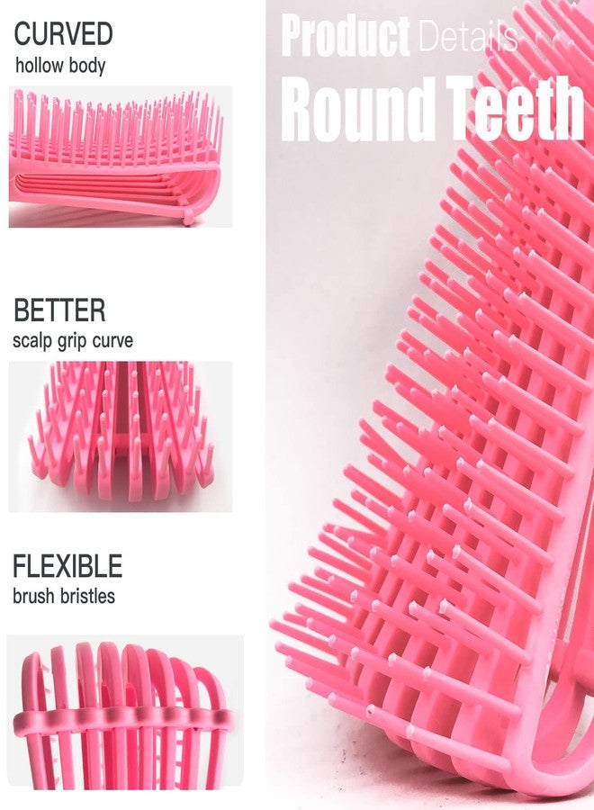 WEXNECOWKZ 5 Pieces Detangling Brush Set 9-Row Cushion Nylon Bristle Styling Brushes, Rattail Comb Cutting Comb Set for African Hair Textured Kinky Wavy/Curly/Coily/Wet/Dry/Oil/Thick/Long Hair - Image 4