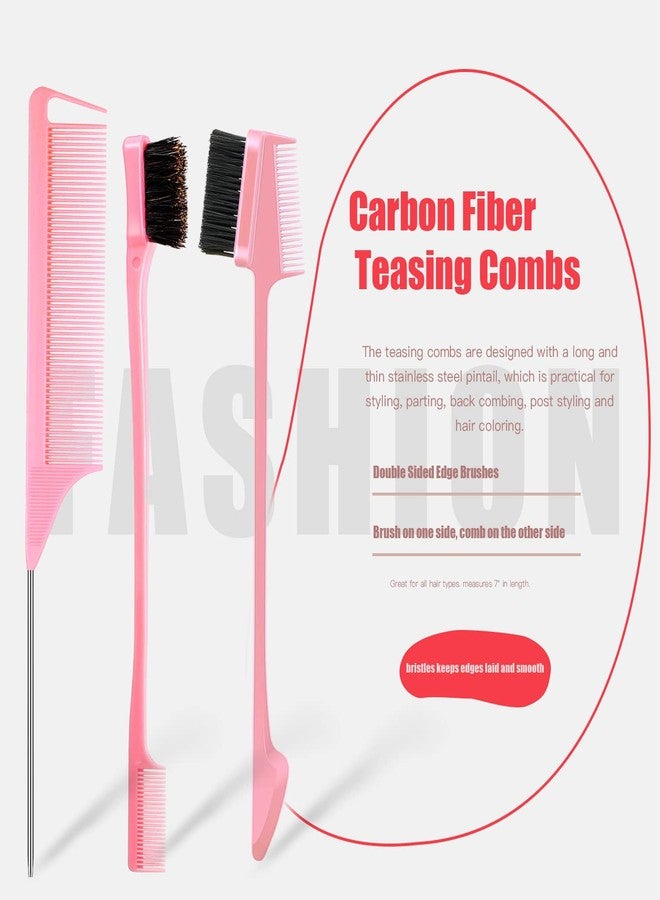 WEXNECOWKZ 5 Pieces Detangling Brush Set 9-Row Cushion Nylon Bristle Styling Brushes, Rattail Comb Cutting Comb Set for African Hair Textured Kinky Wavy/Curly/Coily/Wet/Dry/Oil/Thick/Long Hair - Image 5