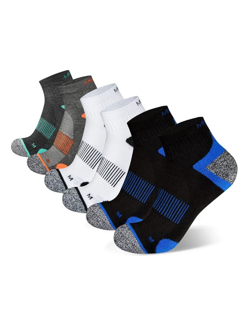 KASTWAVE Running Socks, Cushioned Trainer Socks Anti Blister Sports Running Socks For Men Women, Nonslip Athletic Socks with Heel and Toe Protection, Breathable Sweat-Wicking 6 Pairs - Image 1